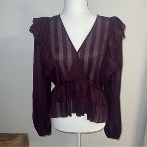 Express NWOT V-Neck Peplum Blouse Purple